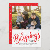 Sterrren en winterzegeningen feestdagenkaart (Voorkant / Achterkant)