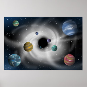 Sterrren en zwarte gaten. poster