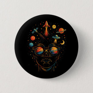 Sterrren in mijn ogen Psychodelische ruimte Sci-Fi Ronde Button 5,7 Cm