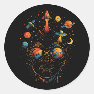 Sterrren in mijn ogen Psychodelische ruimte Sci-Fi Ronde Sticker