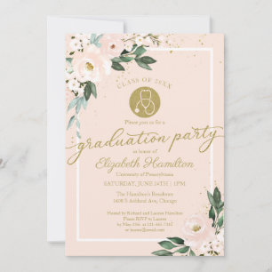 Stethoscoop Afstudeerder verpleegschool Pink Flora Kaart