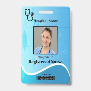 Stethoscoop Blauw Medisch Hartslag Verticaal Foto Badge
