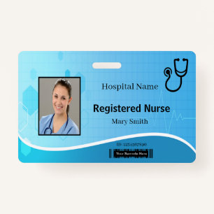 Stethoscoop Blue Medical Heartbeat Photo ID Badge
