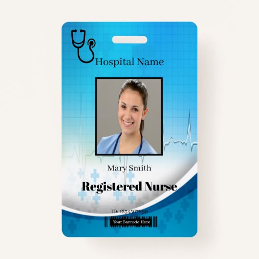 Stethoscoop Cross Medical Verticale Foto ID Badge (Voorkant)