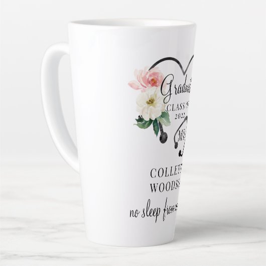 Stethoscoop Doctor MD Afstuderen Latte Mok (Linkerhoek)