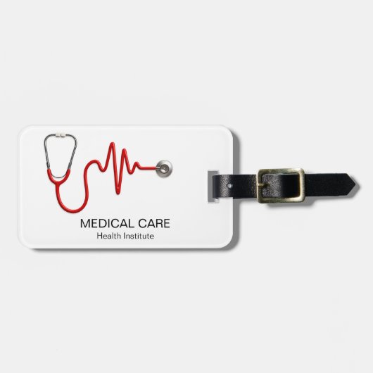 Stethoscoop ECG Wave EKG Hartslag Line Medisch Bagagelabel (Voorkant horizontaal)