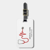 Stethoscoop ECG Wave EKG Hartslag Line Medisch Bagagelabel (Voorkant verticaal)