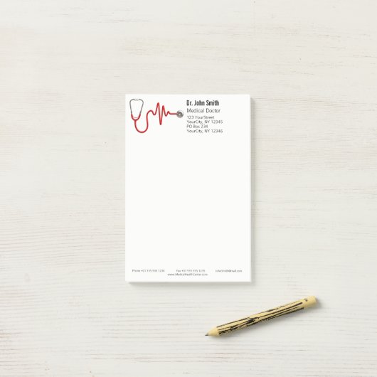 Stethoscoop ECG Wave EKG Medische Hartslaglijn Post-it® Notes (Op bureau)
