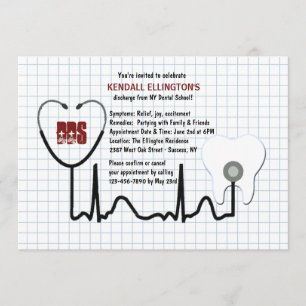 Stethoscoop en tand Afstuderen-uitnodiging Kaart