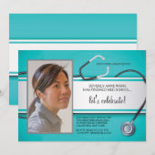 Stethoscoop foto-uitnodigingen kaart (Voorkant / Achterkant)