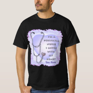 Stethoscoop hart perinatale verpleegkundige t-shirt