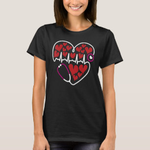 Stethoscoop Hart Verpleegster Valentijnsdag EKG Te T-shirt