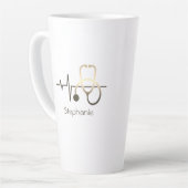 Stethoscoop hartslag Medisch Latte Mok (Linkerhoek)