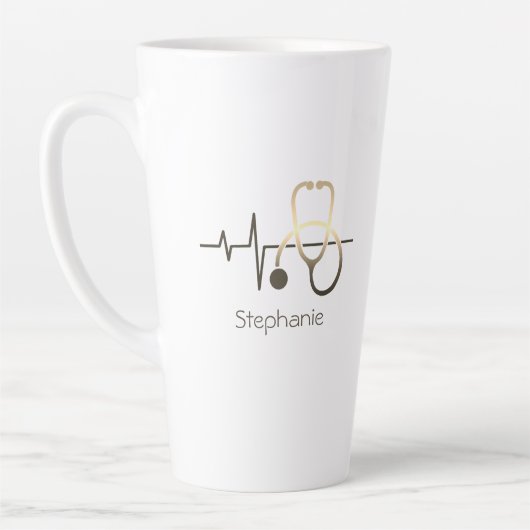 Stethoscoop hartslag Medisch Latte Mok (Links)