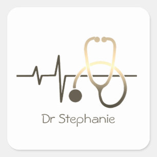 Stethoscoop Hartslag Medisch Vierkante Sticker
