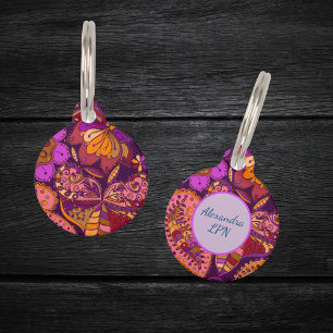 Stethoscoop ID-naam tag Paisley Paars Huisdierpenning