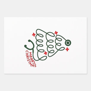 Stethoscoop Kerstboom Lichtjes Verpleegkundige Wer Inpakpapier Vel