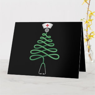 Stethoscoop Kerstboom Verpleegster Schrob Kerstmis Kaart