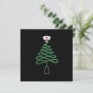 Stethoscoop Kerstboom Verpleegster Schrob Kerstmis Kaart