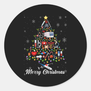 Stethoscoop Kerstboom Verpleegster Verpleegkundige Ronde Sticker