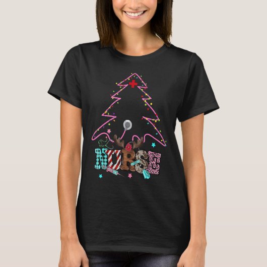 Stethoscoop kerstboom Zuurkerstscrub T T-shirt (Voorkant)