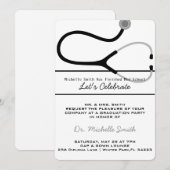 Stethoscoop Medisch Doctor Afstudeeraankondiging Kaart (Voorkant / Achterkant)