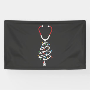 Stethoscoop Medische Benodigdheden Kerstboom Licht Spandoek