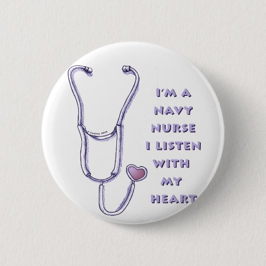Stethoscoop Navy Nurse Ronde Button 5,7 Cm (Voorkant)