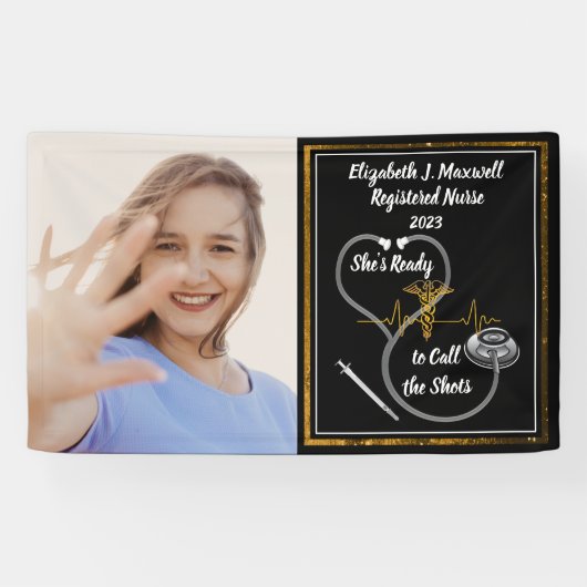 Stethoscoop | RN - Ze is klaar om de Shots te bell Spandoek (Horizontaal)