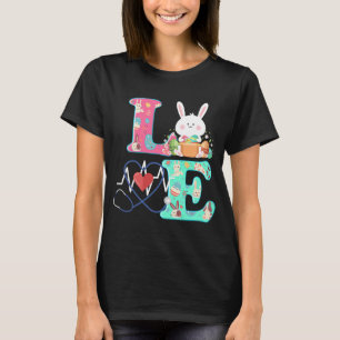 Stethoscoop Scrub Life Verpleegster Bunny Paasdag  T-shirt