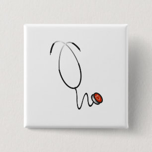 Stethoscoop T-shirts en cadeautjes Vierkante Button 5,1 Cm