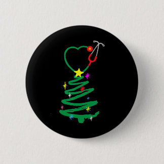 Stethoscoop ververnekt kerstwrak ronde button 5,7 cm