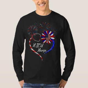 Stethoscoop zonnebloem patriotic Nicu, vierde van T-shirt
