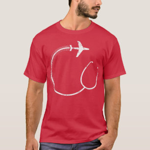 Stethoscope Airplane Nurse Traveling Nurse Funny N T-shirt