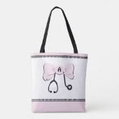 Stethoscope Bow rose pâle et Sac fourre-tout blanc (Dos)