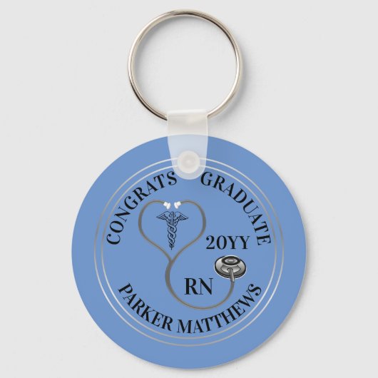 Stethoscope Caduceus RN Congrats Afstuderen - Lt B Sleutelhanger (Voorkant)