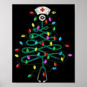 Stethoscope Christmas Tree Lights Nurse Christmas Poster (Voorkant)