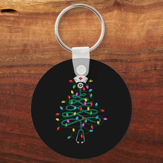 Stethoscope Christmas Tree Lights Nurse Christmas Sleutelhanger (Voorkant)