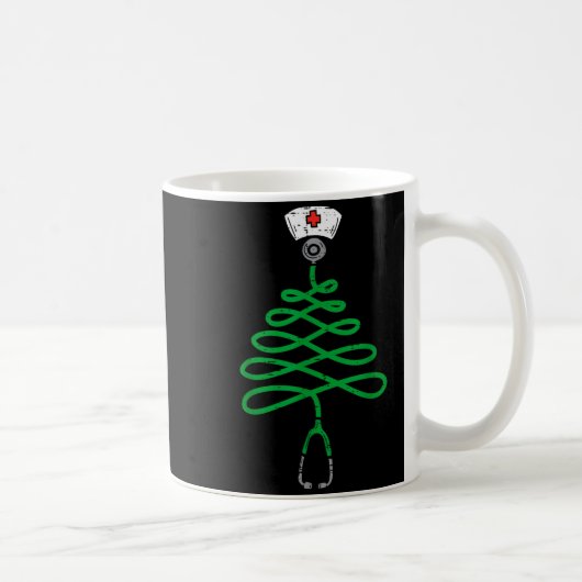 Stethoscope Christmas Tree Nurse Christmas Scrub T Koffiemok (Rechts)