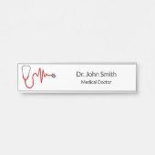 Stethoscope ECG Heartbeat ECG Wave Line Medical Deurbordje (Voorkant)