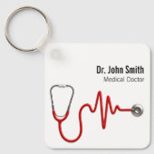 Stethoscope ECG Heartbeat ECG Wave Line Medical Sleutelhanger (Voorkant)