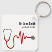 Stethoscope ECG Heartbeat ECG Wave Line Medical Sleutelhanger (Achterkant)