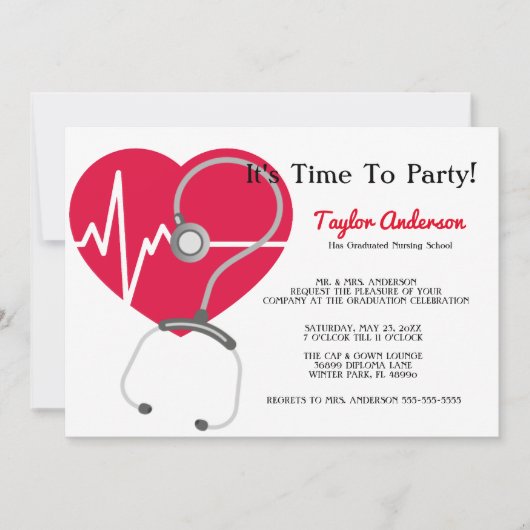 Stethoscope Faire-part de diplôme de l'école de so (Devant)