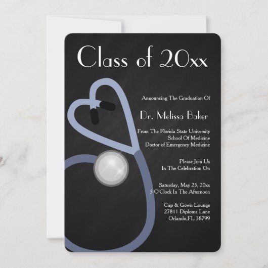 Stethoscope Faire-part de diplôme de l'école Médic (Devant)