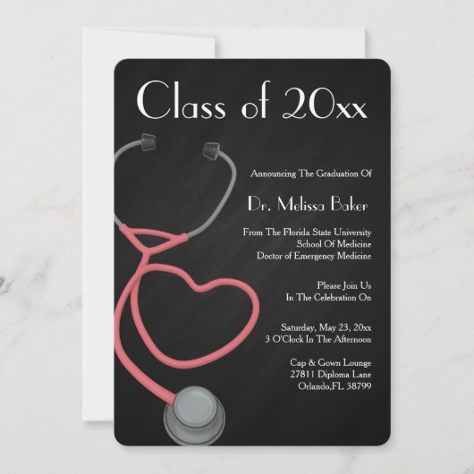 Stethoscope Faire-part de diplôme de l'école Médic (Devant)