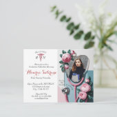 Stethoscope Floral moderne Invitation de graduatio (Debout devant)
