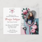 Stethoscope Floral moderne Invitation de graduatio (Devant)