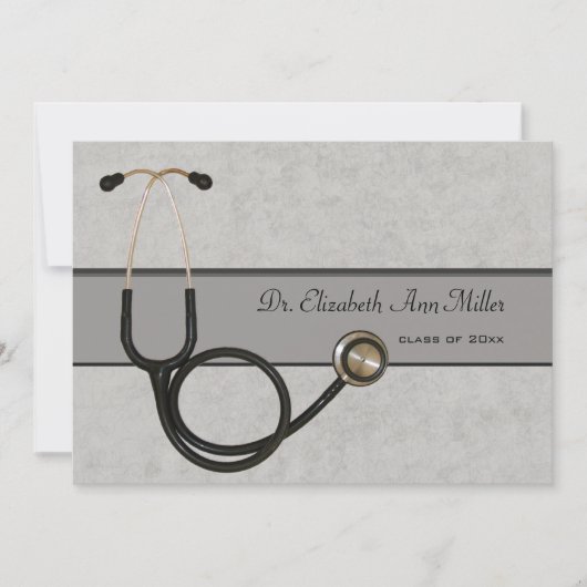 Stethoscope Gris - Invitation de la fête de gradua (Devant)
