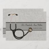 Stethoscope Gris - Invitation de la fête de gradua (Devant / Derrière)