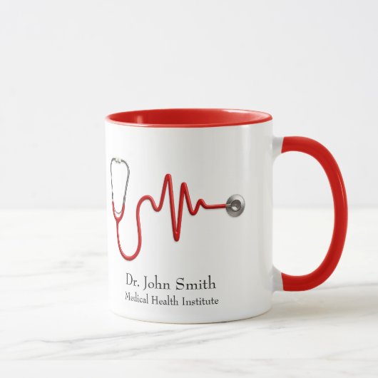 Stethoscope Medical ECG Wave EKG Heartbeat Line Mok (Rechts)